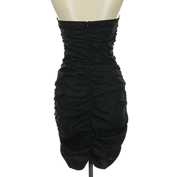 NWT Missyempire Black Plunge Front Ruched Mini Dress UK 8 US 4 - Picture 4 of 7